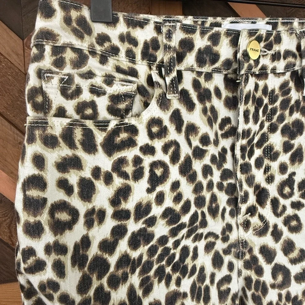 FRAME Leopard Ali High Rise Cigarette Skinny Jeans, Size 28